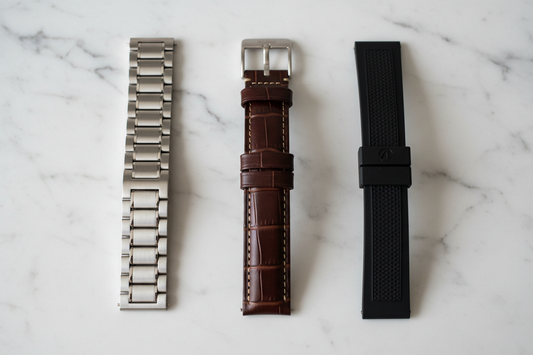 comparison of stainless steel leather and silicone watch straps for daily wear