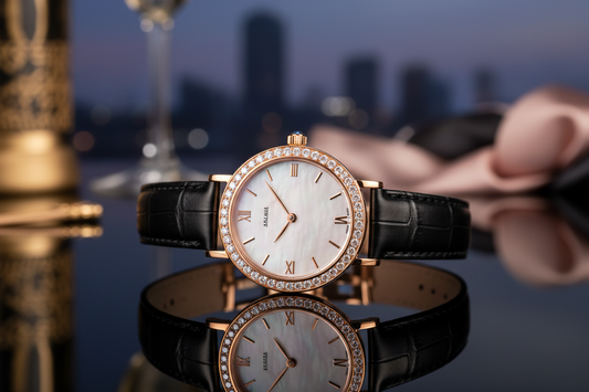 elegant women's watch with diamond inlay for daily and party wear
