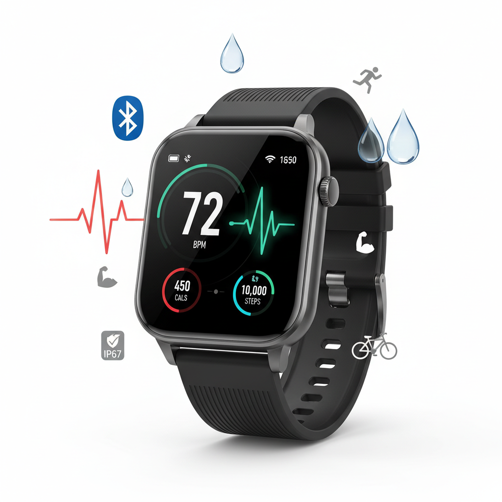 Multi-functional smartwatch with Bluetooth call, heart rate sleep monitor, IP67 waterproof fitness smart watch for men women daily lifestyle