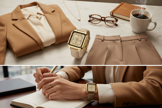 Retro square women fashion smartwatch matching daily office casual dating outfits