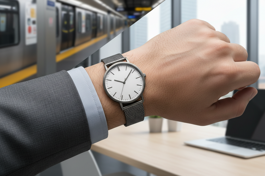 slim minimalist men commuter quartz watch for daily subway and office wear