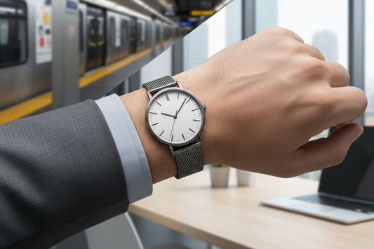 slim minimalist men commuter quartz watch for daily subway and office wear